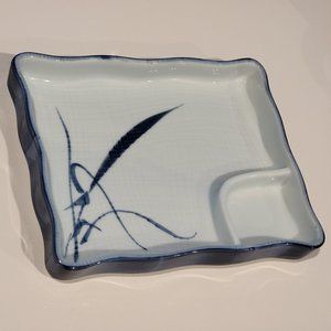 Porcelain Sushi Plate with Integrated Wasabi Corner